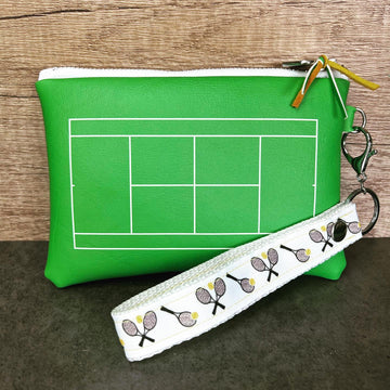 100% Handmade Fully Lined Vegan Leather Tennis Wristlet