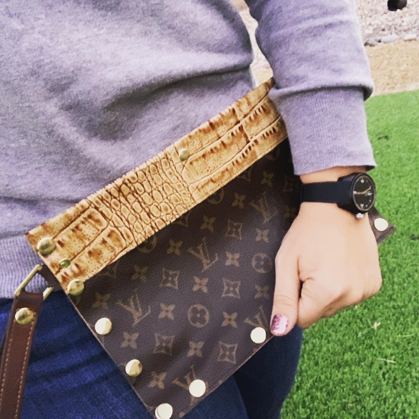 Authentic Upcycled Louis Vuitton Leather Clutch