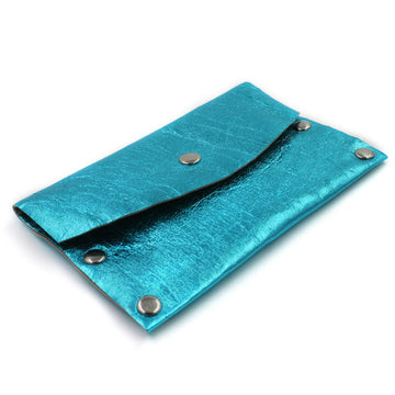 Aqua Foil Leather Card Case / Mini Wallet
