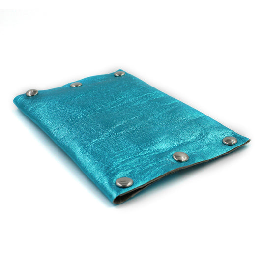 Aqua Foil Leather Card Case / Mini Wallet - N.Kluger Designs Card Case