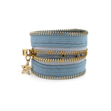 Baby Blue Stars Zip Bracelet