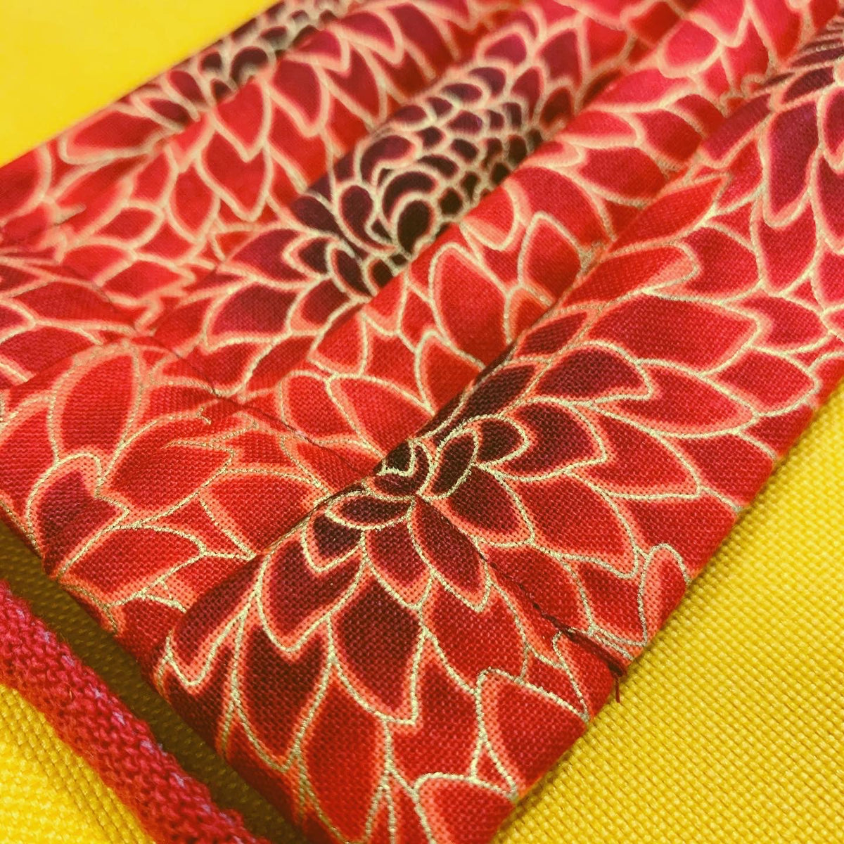 Handmade Reusable Cotton Red & Gold Floral Face Masks