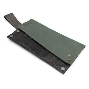 Handmade Textured Two-Tone Leather Clutch/Wristlet
