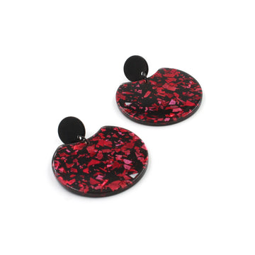 Black & Red Circle Cutout Acrylic Drop Earrings