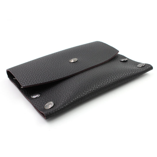 Black & Mauve Leather Card Case / Mini Wallet - N.Kluger Designs Card Case