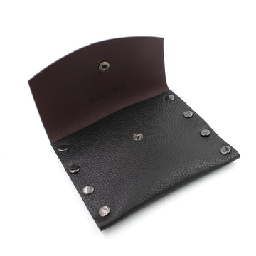 Black & Mauve Leather Card Case / Mini Wallet