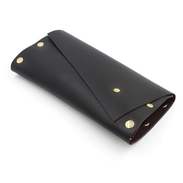 Newspaper Roll Black & Mauve Leather Clutch