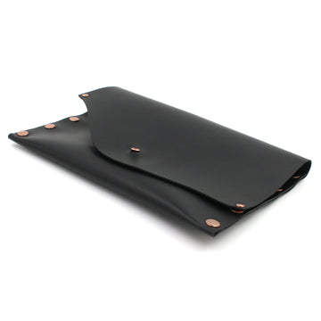 Black Leather Clutch with Copper Rivets