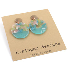 Baby Blue Floral Acrylic Wavy Circles Drop Earrings