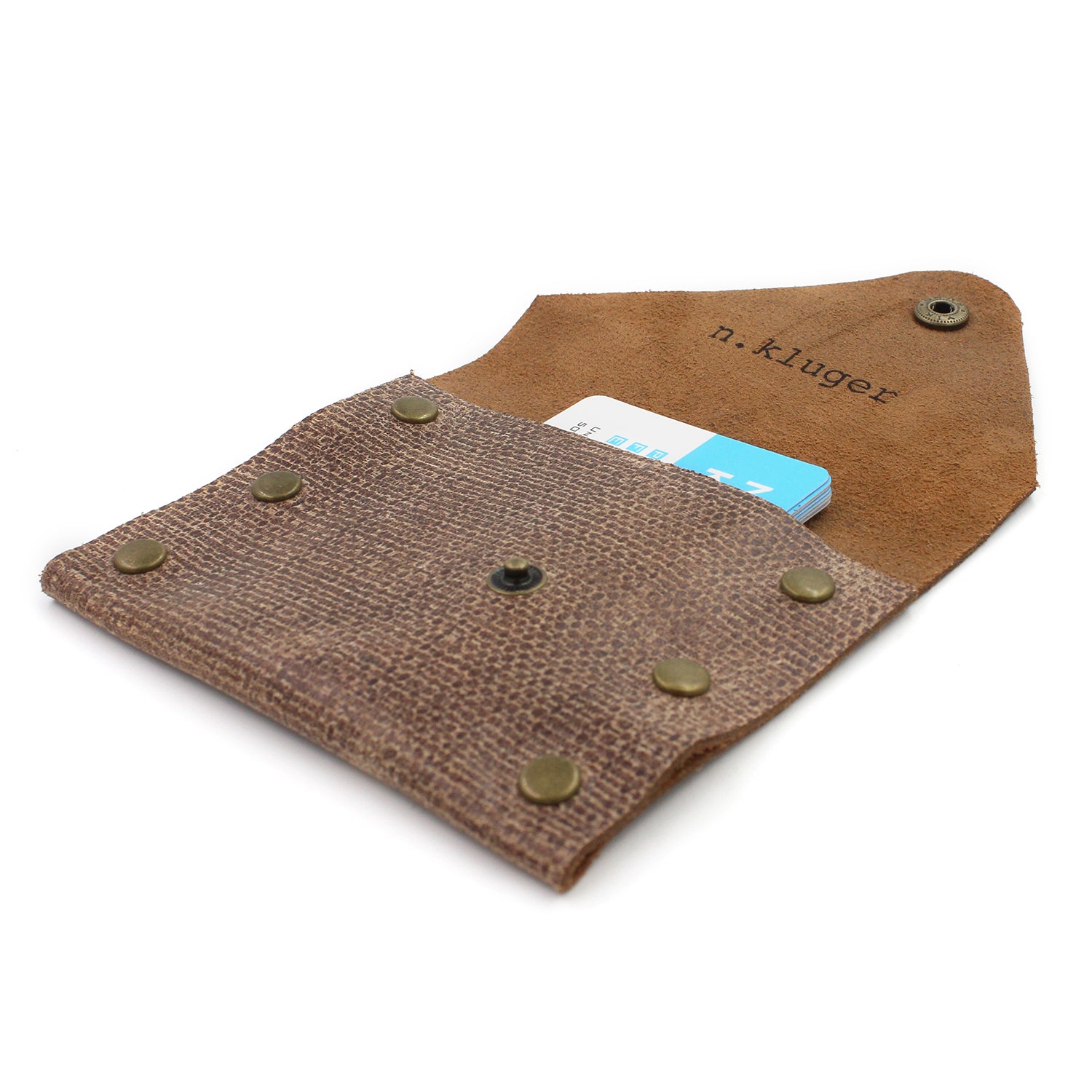 Distressed Brown Leather Business Card Case