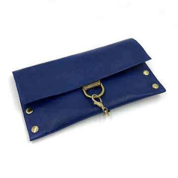Blue & Gold Genuine Leather Clutch