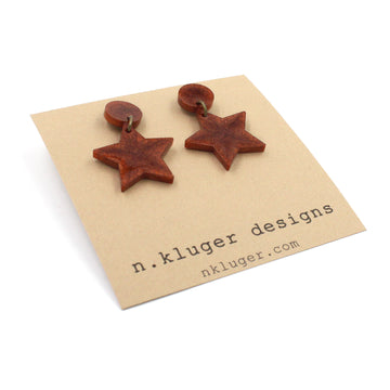 Shimmering Copper Star Resin Drop Earrings