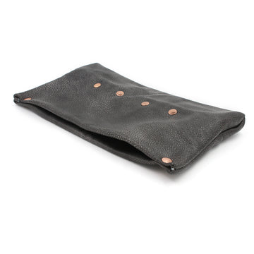 Gunmetal Street Chic Leather Clutch
