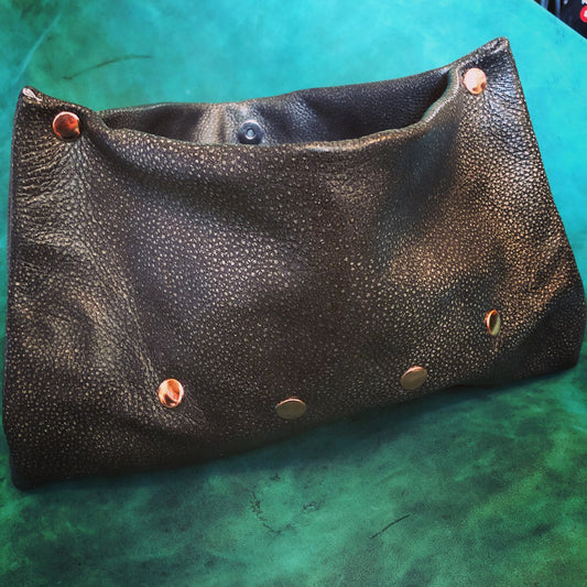 Gunmetal Street Chic Leather Clutch - N.Kluger Designs clutch