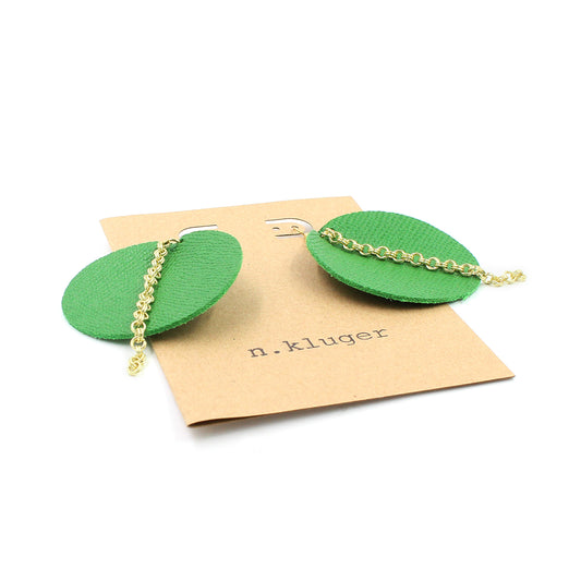 The Grass is Always Greener Leather Circle Earrings