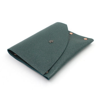 Glittery Teal Green Leather Card Case / Mini Wallet