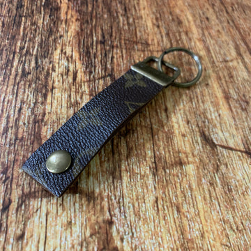 Repurposed Louis Vuitton Leather & Antique Gold Key Chain
