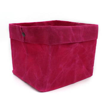 Waxed Canvas Large Basket in Cerise Pink