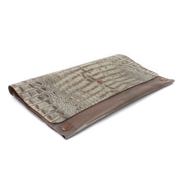 Antiqued Handmade Textured Two-Tone Leather Clutch