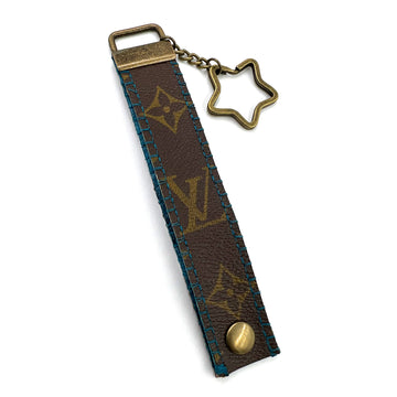 Upcycled Louis Vuitton Leather Key Chain - Blue