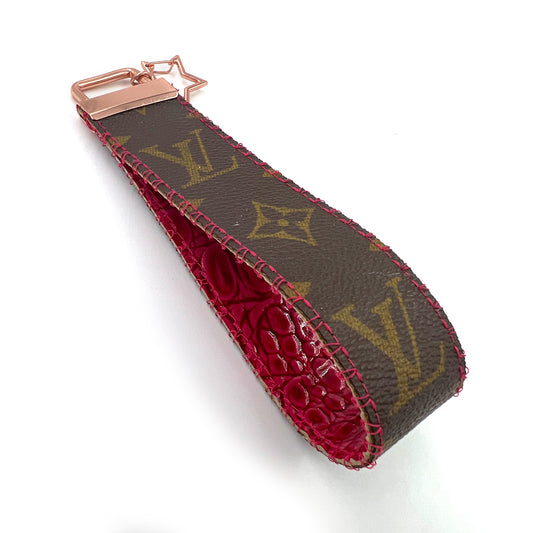 Upcycled Louis Vuitton Leather Key Chain XL - PINK