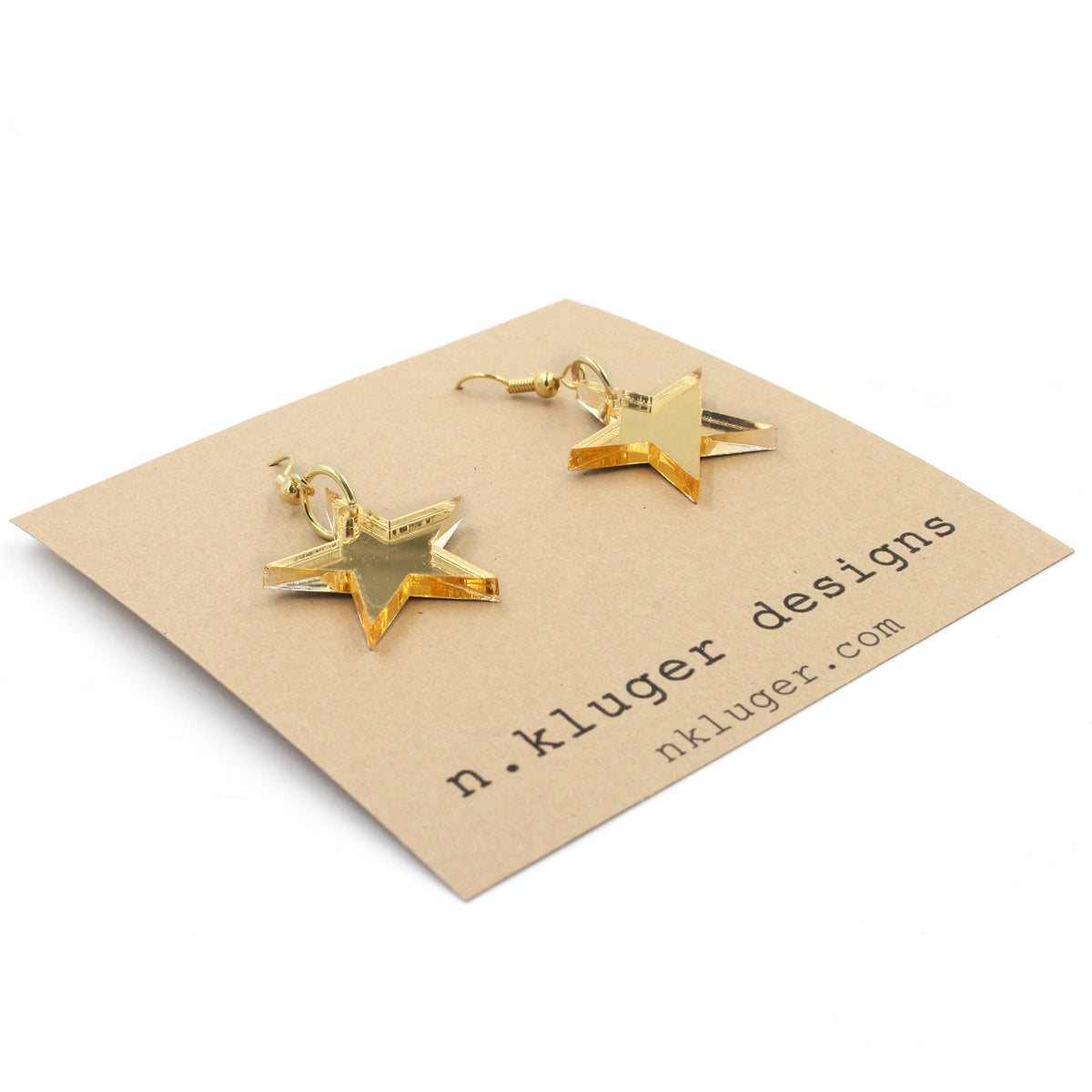 Mini Gold Mirrored Acrylic Star Drop Earrings
