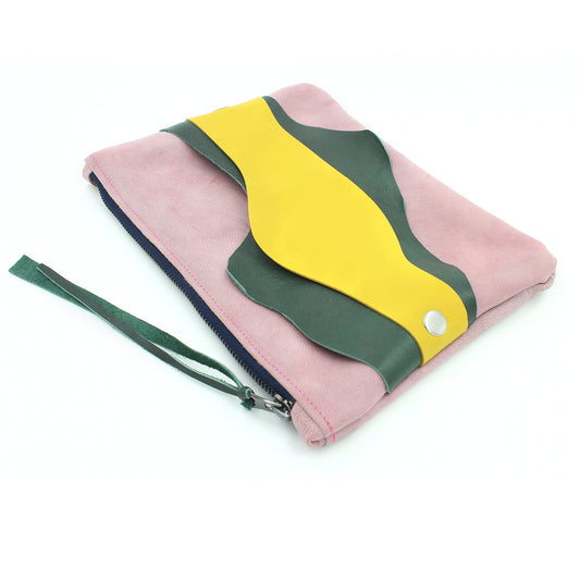 Abstract Leather Zipper Clutch - N.Kluger Designs clutch
