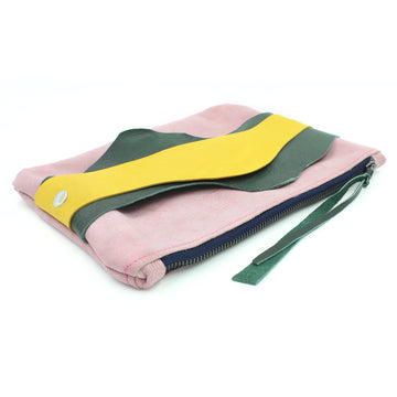 Abstract Leather Zipper Clutch