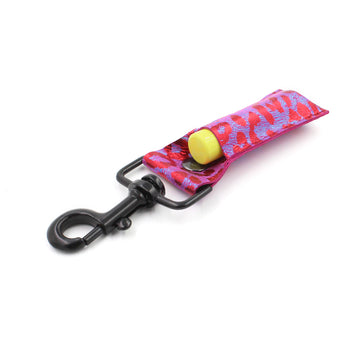 Handmade Metallic Pink Leopard Genuine Leather Lip Balm Holder