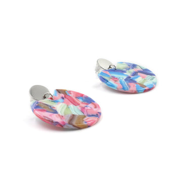 Mostly Pink Circle Cutout Acrylic Drop Earrings
