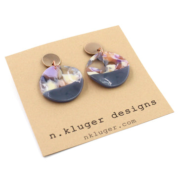 Purple Acrylic Wavy Circles Drop Earrings