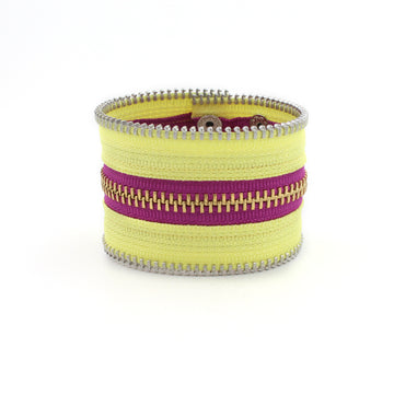 Summer Brights Collection Yellow & Electric Purple Zip Bracelet