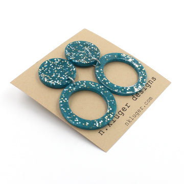 Double Glitter Open Circle Resin Dangle Earrings