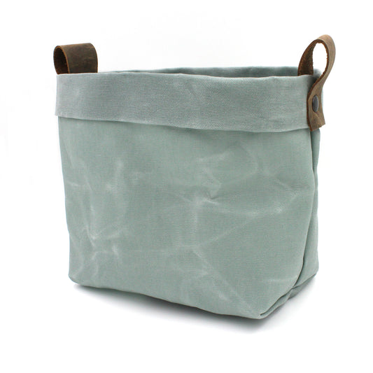 Large Waxed Canvas "Kiki Pot" Planter in Sea Salt Blue
