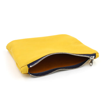 Sunny Day Yellow Leather Clutch/Cosmetic Pouch