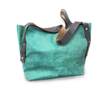 Lightweight Green Leather Totebag