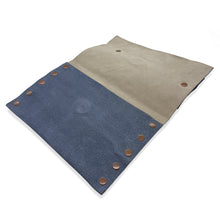 Denim Textured Leather Clutch, Fully Lined