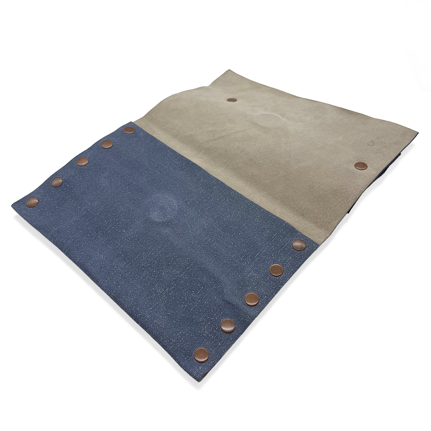 Denim Textured Leather Clutch, Fully Lined