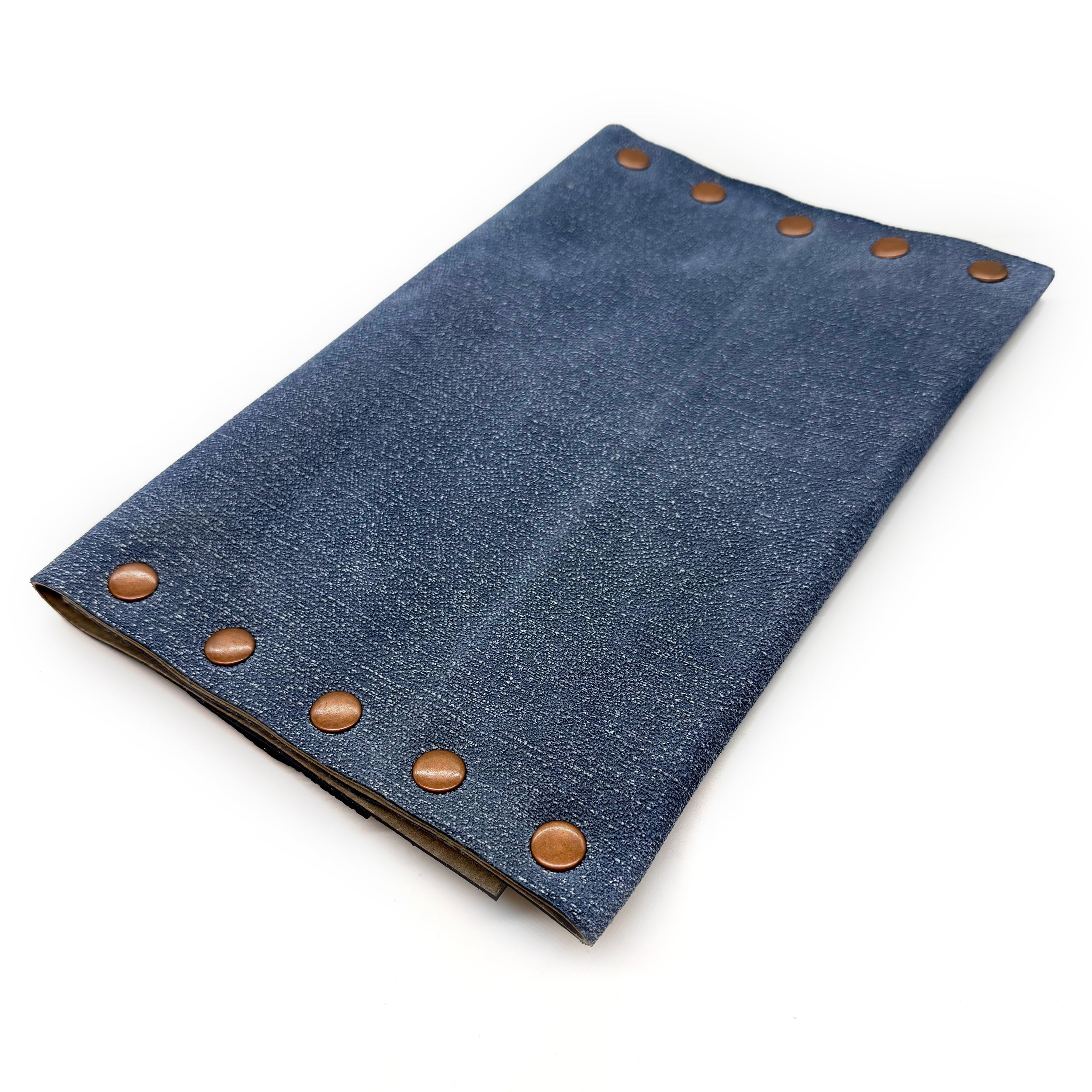 Denim Textured Leather Clutch, Fully Lined