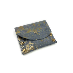 Handmade Grey Suede Card Case / Mini Wallet