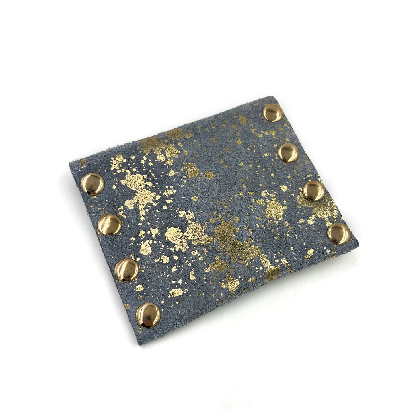 Handmade Grey Suede Card Case / Mini Wallet