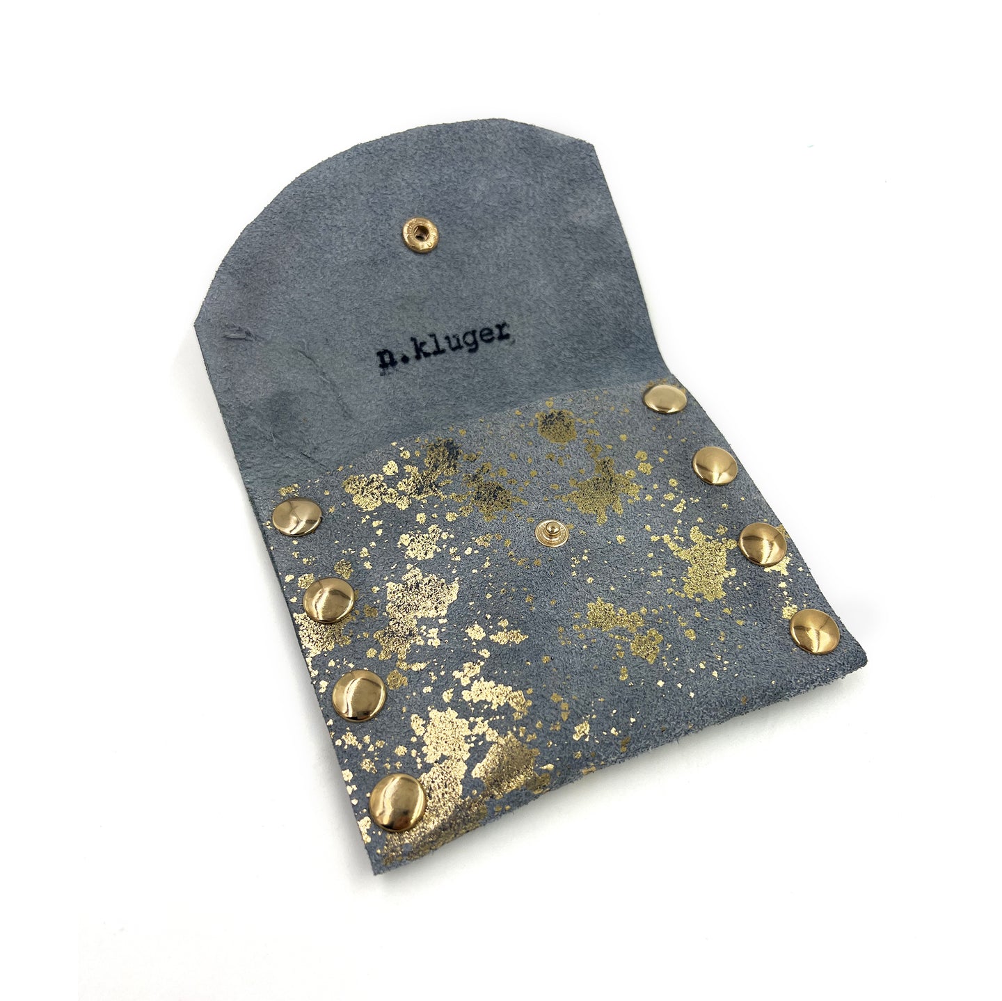 Handmade Grey Suede Card Case / Mini Wallet