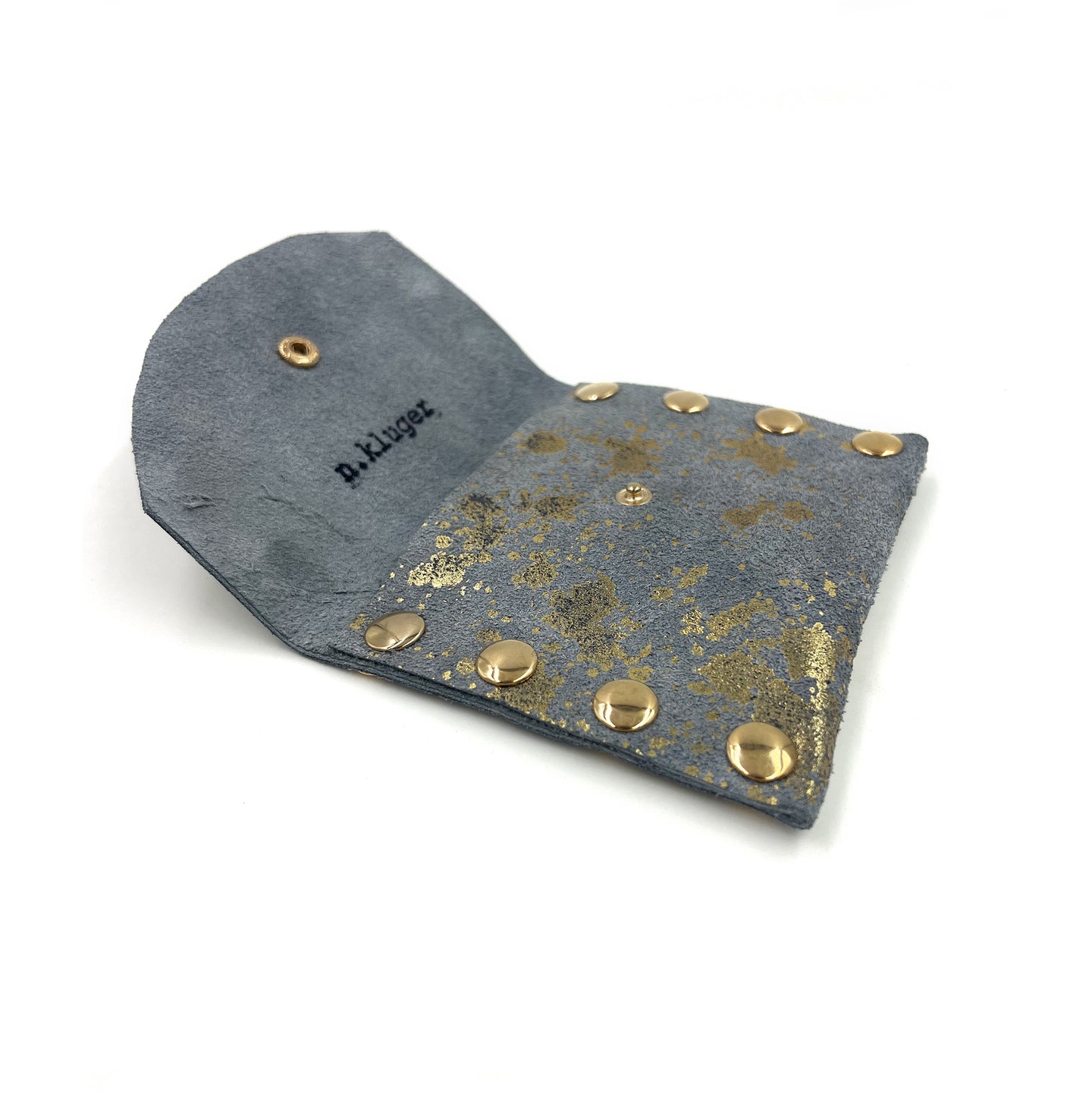 Handmade Grey Suede Card Case / Mini Wallet