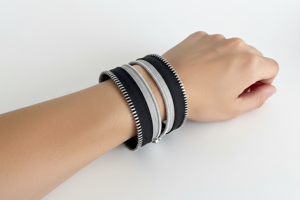 Las Vegas Raiders Silver & Black Zip Bracelet