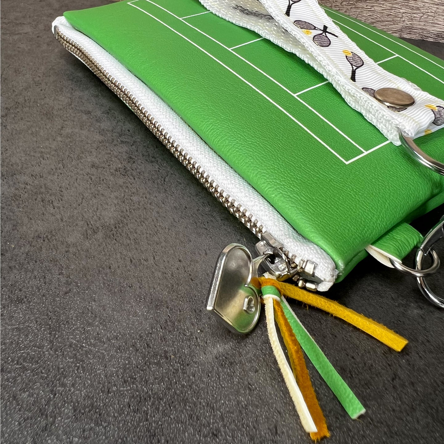 100% Handmade Fully Lined Vegan Leather Tennis Wristlet