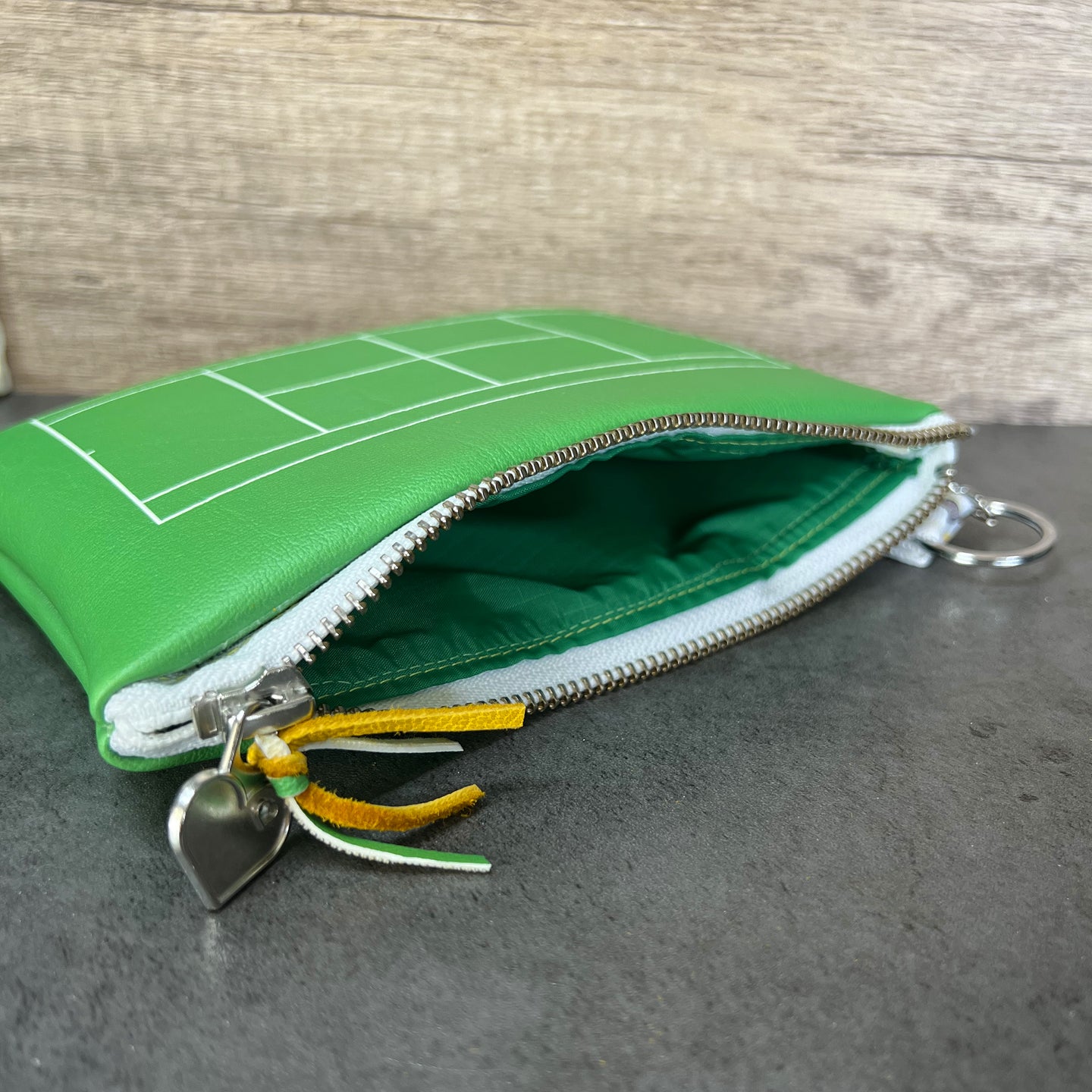 100% Handmade Fully Lined Vegan Leather Tennis Wristlet