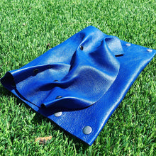 Blue Leather Textured "Wave" Clutch