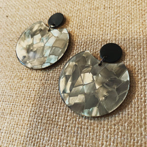 Golden Mosaic Circle Cutout Acrylic Drop Earrings