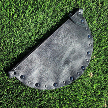 Metallic Gunmetal Leather Half-Moon Clutch