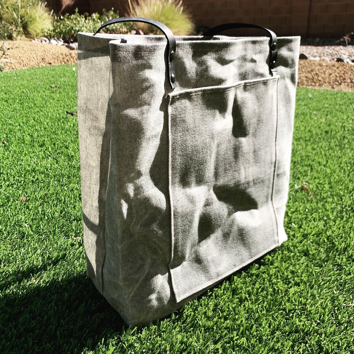 Salt & Pepper Grey Waxed Canvas & Leather Tote Bag